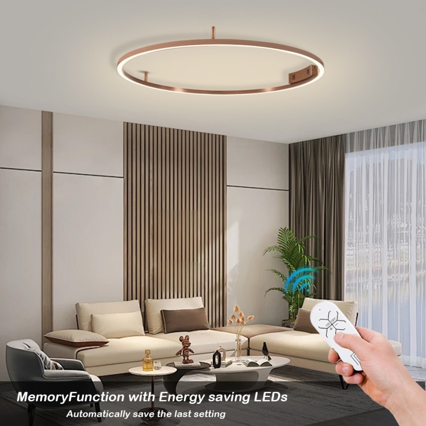 Immax NEO 07326-80C - Plafoniera LED dimmerabile FINO LED/55W/230V 80 cm Tuya oro rosa + telecomando