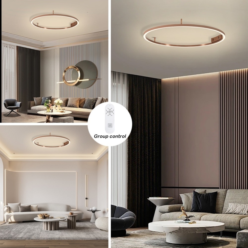 Immax NEO 07326-80C - Plafoniera LED dimmerabile FINO LED/55W/230V 80 cm Tuya oro rosa + telecomando