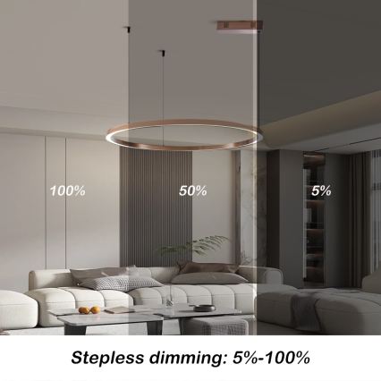 Immax NEO 07327L - Lampadario LED dimmerabile a cavo FINO LED/55W/230V 80 cm oro rosa Tuya + telecomando