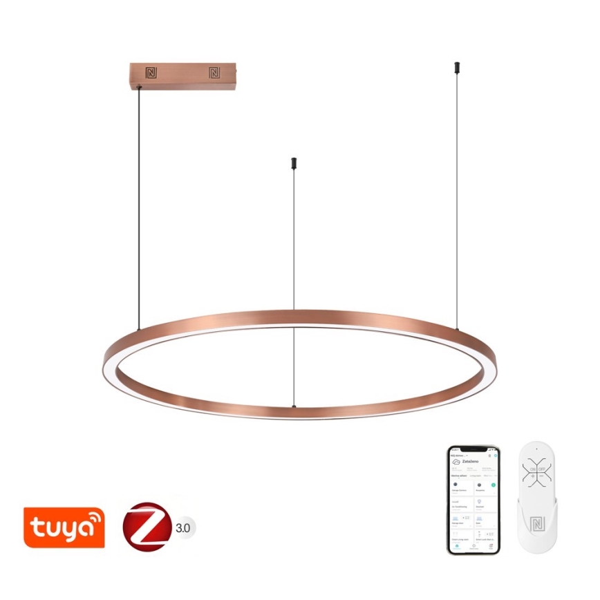 Immax NEO 07327L - Lampadario LED dimmerabile a cavo FINO LED/55W/230V 80 cm Tuya oro rosa + telecomando