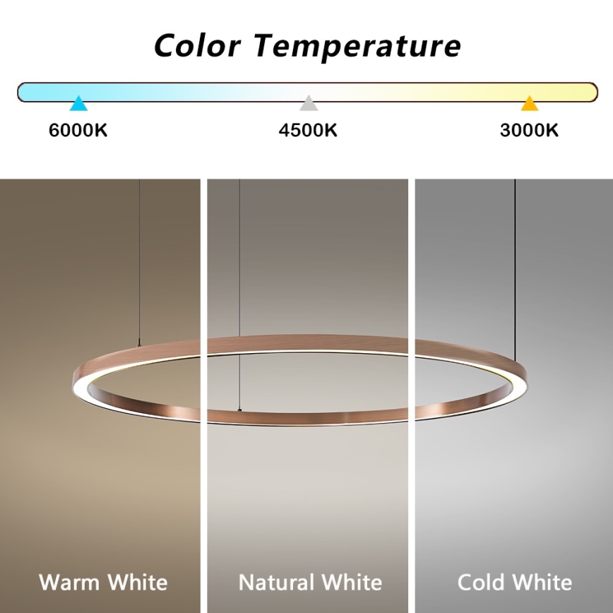Immax NEO 07327L - Lampadario LED dimmerabile a cavo FINO LED/55W/230V 80 cm Tuya oro rosa + telecomando