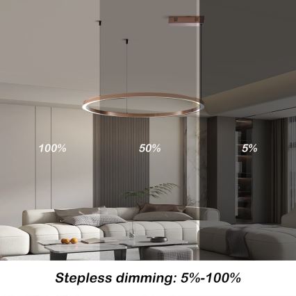 Immax NEO 07327L - Lampadario LED dimmerabile a cavo FINO LED/55W/230V 80 cm Tuya oro rosa + telecomando