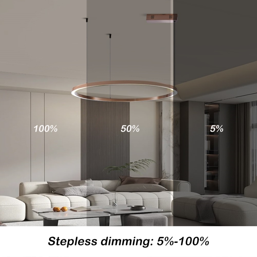 Immax NEO 07327L - Lampadario LED dimmerabile a cavo FINO LED/55W/230V 80 cm Tuya oro rosa + telecomando