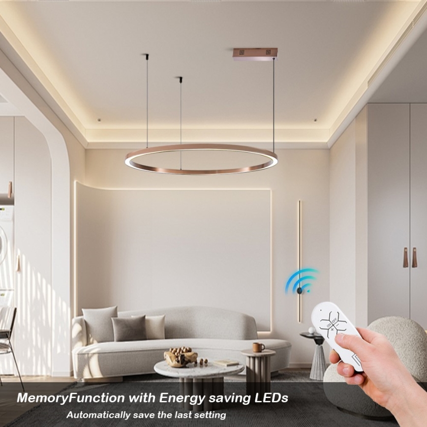 Immax NEO 07327L - Lampadario LED dimmerabile a cavo FINO LED/55W/230V 80 cm Tuya oro rosa + telecomando