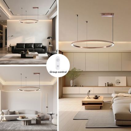 Immax NEO 07327L - Lampadario LED dimmerabile a cavo FINO LED/55W/230V 80 cm Tuya oro rosa + telecomando