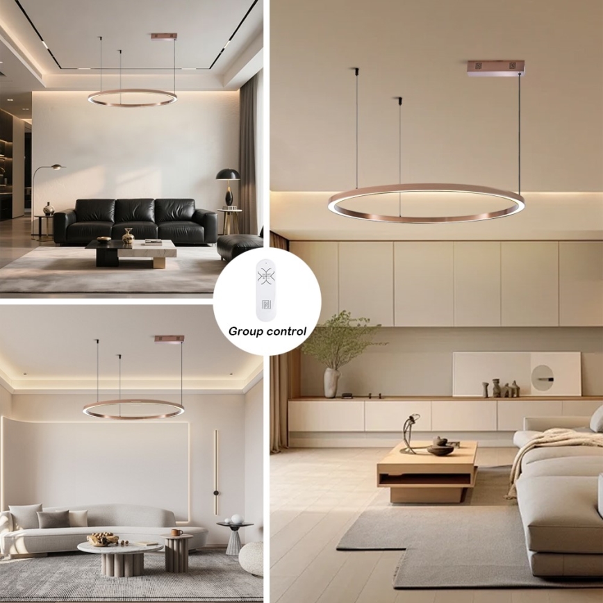 Immax NEO 07327L - Lampadario LED dimmerabile a cavo FINO LED/55W/230V 80 cm Tuya oro rosa + telecomando