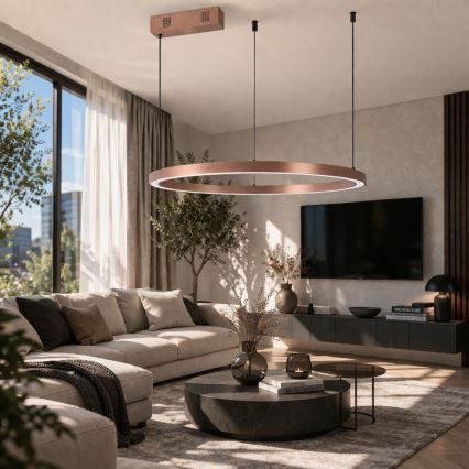 Immax NEO 07327L - Lampadario LED dimmerabile a cavo FINO LED/55W/230V 80 cm Tuya oro rosa + telecomando