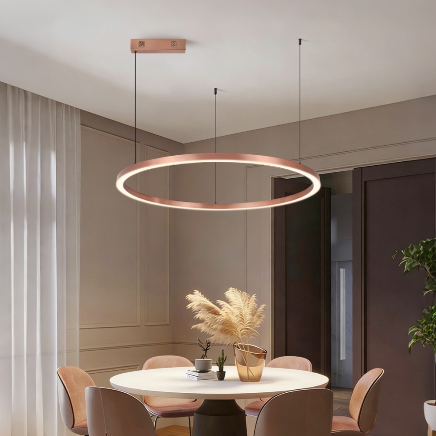 Immax NEO 07327L - Lampadario LED dimmerabile a cavo FINO LED/55W/230V 80 cm Tuya oro rosa + telecomando