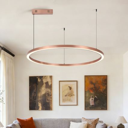Immax NEO 07327L - Lampadario LED dimmerabile a cavo FINO LED/55W/230V 80 cm Tuya oro rosa + telecomando