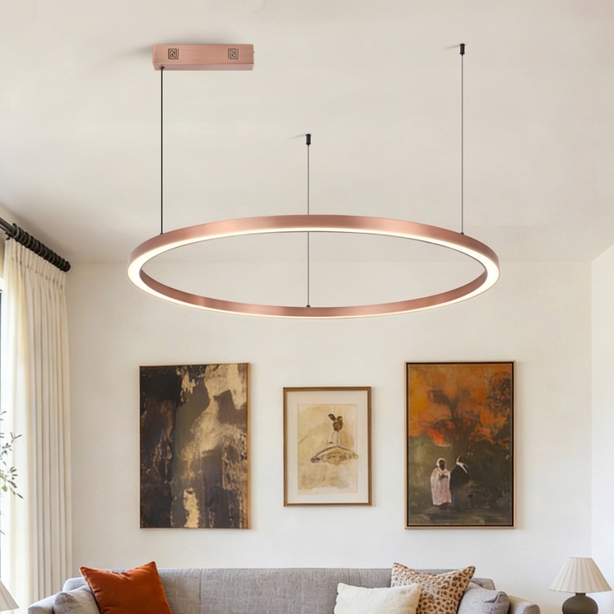 Immax NEO 07327L - Lampadario LED dimmerabile a cavo FINO LED/55W/230V 80 cm Tuya oro rosa + telecomando