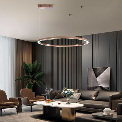 Immax NEO 07327L - Lampadario LED dimmerabile a cavo FINO LED/55W/230V 80 cm Tuya oro rosa + telecomando
