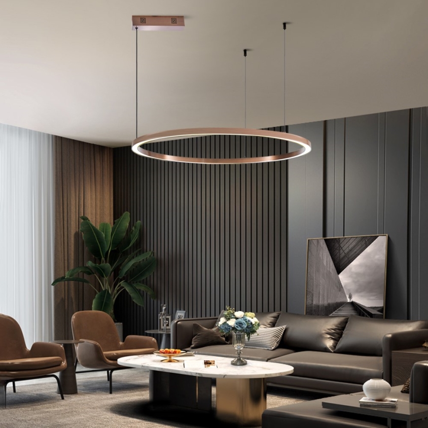 Immax NEO 07327L - Lampadario LED dimmerabile a cavo FINO LED/55W/230V 80 cm Tuya oro rosa + telecomando