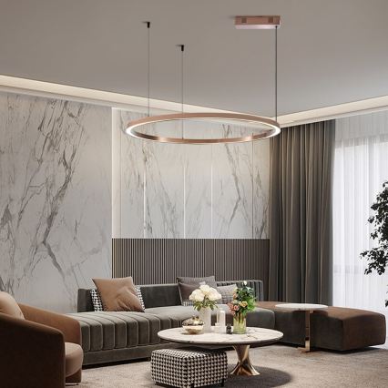 Immax NEO 07327L - Lampadario LED dimmerabile a cavo FINO LED/55W/230V 80 cm Tuya oro rosa + telecomando
