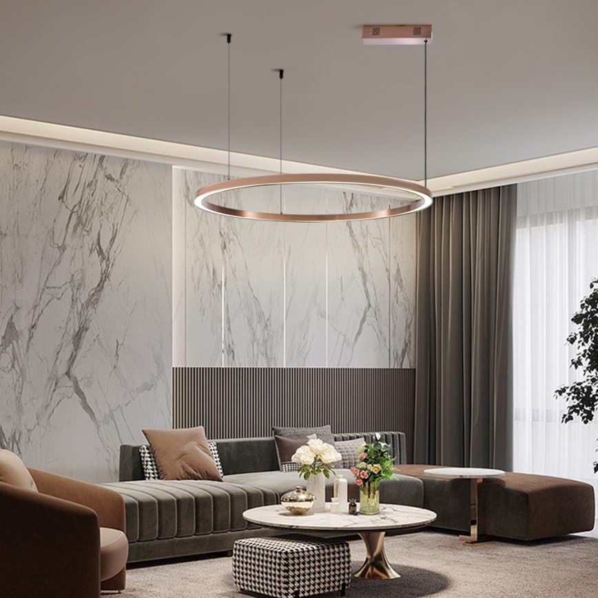 Immax NEO 07327L - Lampadario LED dimmerabile a cavo FINO LED/55W/230V 80 cm Tuya oro rosa + telecomando
