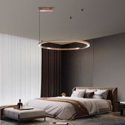 Immax NEO 07327L - Lampadario LED dimmerabile a cavo FINO LED/55W/230V 80 cm Tuya oro rosa + telecomando