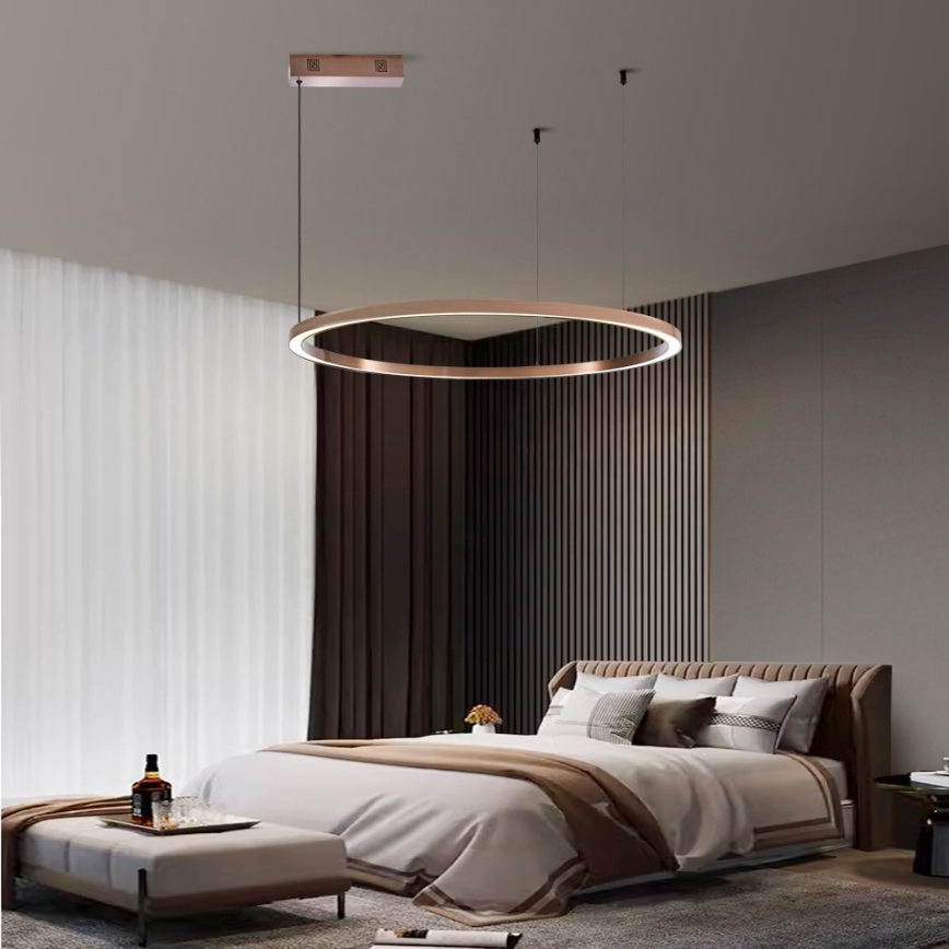 Immax NEO 07327L - Lampadario LED dimmerabile a cavo FINO LED/55W/230V 80 cm Tuya oro rosa + telecomando