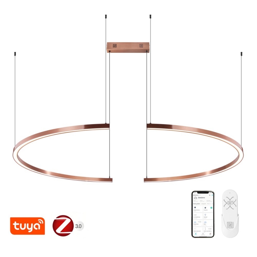 Immax NEO 07328L - Lampadario a sospensione dimmerabile FINO LED/72W/230V 120 cm Tuya oro rosa con telecomando