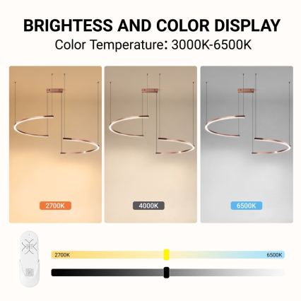 Immax NEO 07328L - Lampadario a sospensione dimmerabile FINO LED/72W/230V 120 cm Tuya oro rosa con telecomando