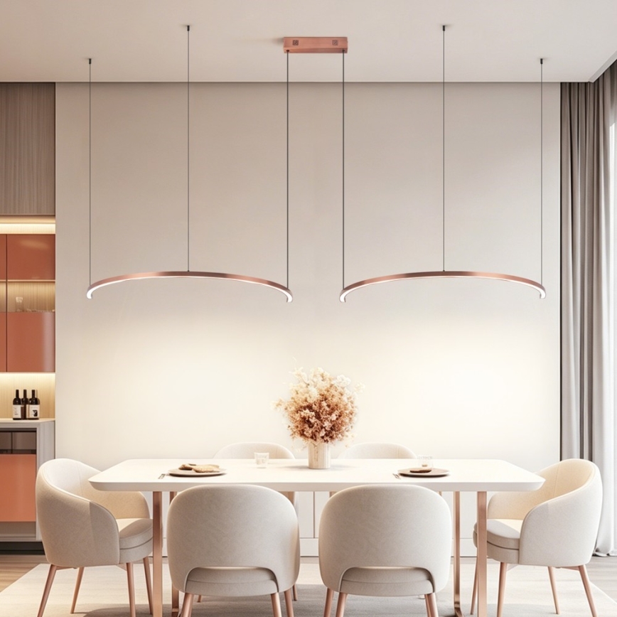 Immax NEO 07328L - Lampadario a sospensione dimmerabile FINO LED/72W/230V 120 cm Tuya oro rosa con telecomando