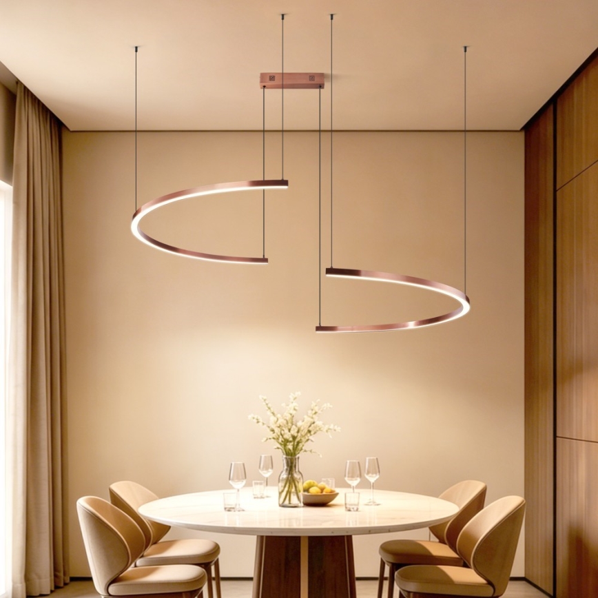 Immax NEO 07328L - Lampadario a sospensione dimmerabile FINO LED/72W/230V 120 cm Tuya oro rosa con telecomando