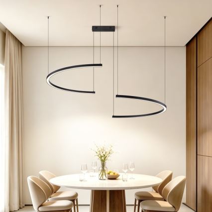 Immax NEO 07329L - Lampadario LED dimmerabile su cavo FINO LED/72W/230V 120 cm nero Tuya + telecomando