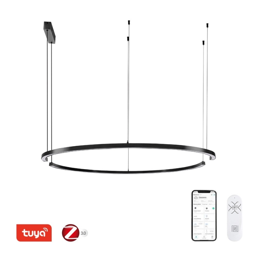 Immax NEO 07329L - Lampada a sospensione dimmerabile con cavo FINO LED/72W/230V 120 cm Tuya nero + telecomando