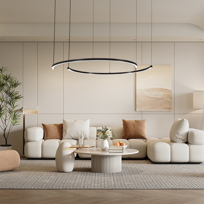 Immax NEO 07329L - Lampada a sospensione dimmerabile con cavo FINO LED/72W/230V 120 cm Tuya nero + telecomando