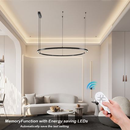Immax NEO 07329L - Lampada a sospensione dimmerabile con cavo FINO LED/72W/230V 120 cm Tuya nero + telecomando