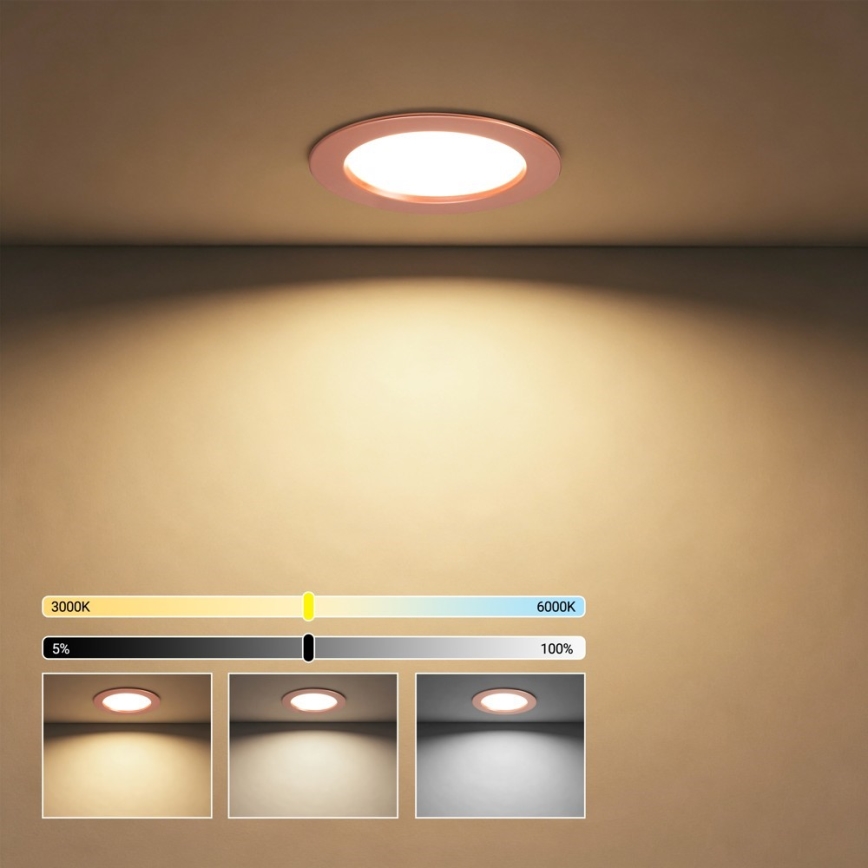 Immax NEO 07330L - DOWN downlight da incasso LED dimmerabile LED/12W/230V Wi-Fi Tuya Ø 12 cm, oro rosa