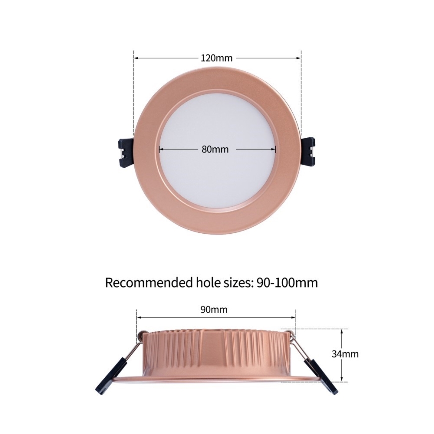 Immax NEO 07330L - DOWN downlight da incasso LED dimmerabile LED/12W/230V Wi-Fi Tuya Ø 12 cm, oro rosa