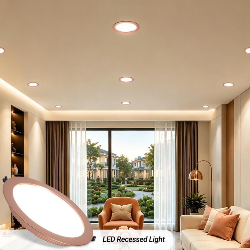 Immax NEO 07331L - DOWN Lampada da incasso a LED dimmerabile 36 W / 230 V Wi‑Fi Tuya Ø 23 cm oro rosa