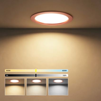 Immax NEO 07331L - DOWN Lampada da incasso a LED dimmerabile 36 W / 230 V Wi‑Fi Tuya Ø 23 cm oro rosa