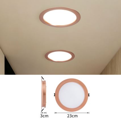 Immax NEO 07331L - DOWN Lampada da incasso a LED dimmerabile 36 W / 230 V Wi‑Fi Tuya Ø 23 cm oro rosa