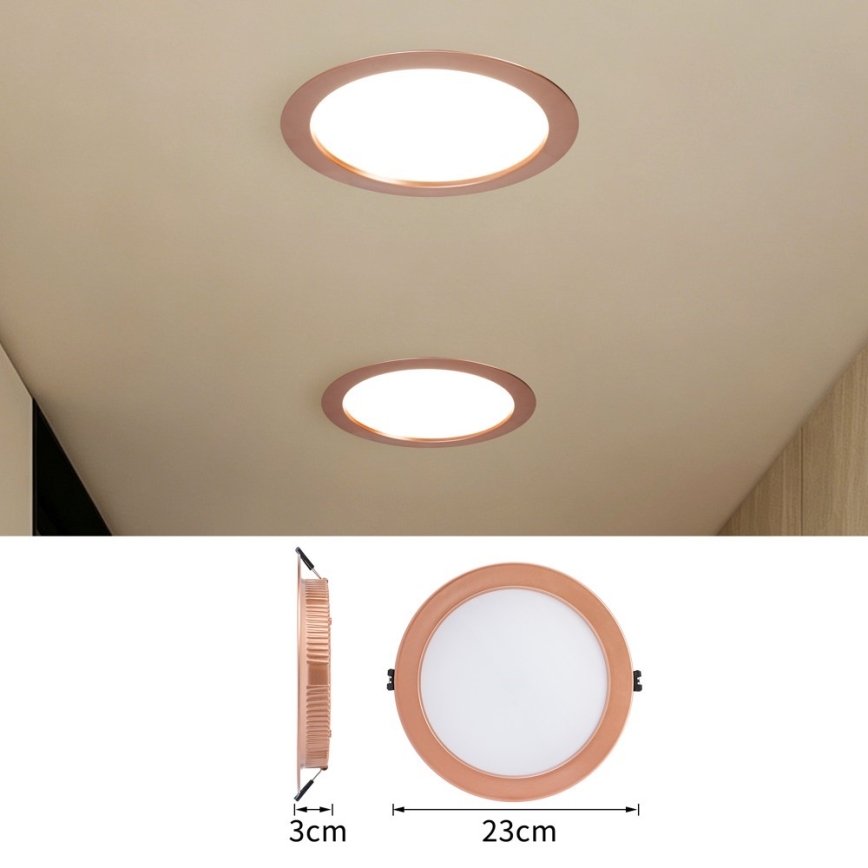 Immax NEO 07331L - DOWN Lampada da incasso a LED dimmerabile 36 W / 230 V Wi‑Fi Tuya Ø 23 cm oro rosa