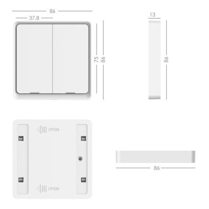 Immax NEO 07507C - SET 3x Interruttore 2-bottoni SMART 3xCR2430 Zigbee 3.0 Tuya