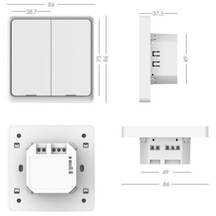 Immax NEO 07513L - Interruttore a 2 pulsanti SMART 230V Wi-Fi Tuya