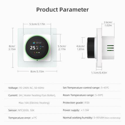 Immax NEO 07534L - Termostato per riscaldamento a pavimento SMART 230V/3A Wi-Fi Tuya