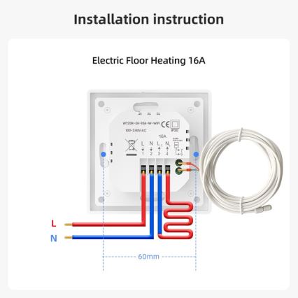 Immax NEO 07535L - Termostato SMART per riscaldamento elettrico a pavimento 230V/16A Wi-Fi Tuya