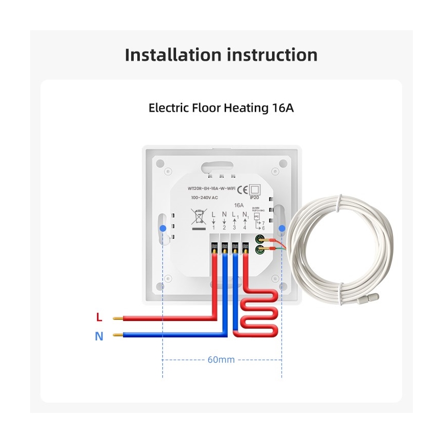 Immax NEO 07535L - Termostato SMART per riscaldamento elettrico a pavimento 230V/16A Wi-Fi Tuya