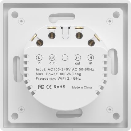 Immax NEO 07539L - Interruttore Smart a 2 pulsanti 230V con Wi-Fi Tuya