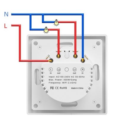 Immax NEO 07539L - Interruttore Smart a 2 pulsanti 230V con Wi-Fi Tuya