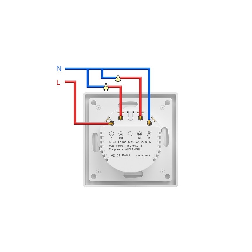 Immax NEO 07539L - Interruttore Smart a 2 pulsanti 230V con Wi-Fi Tuya
