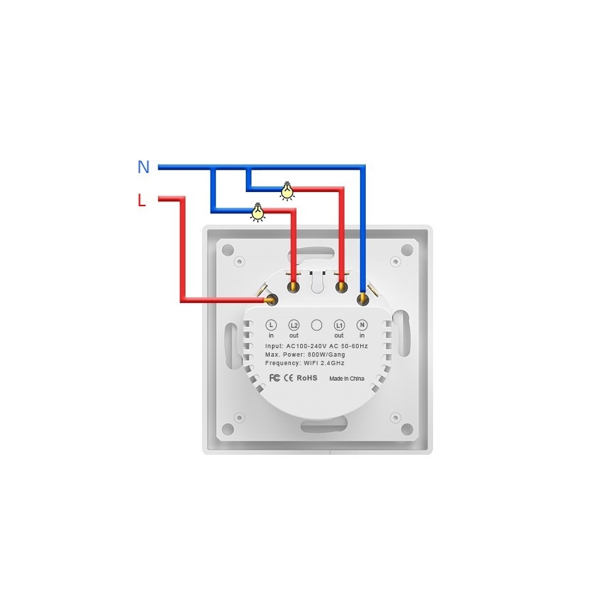 Immax NEO 07550L - Interruttore intelligente a 2 pulsanti 230V Tuya