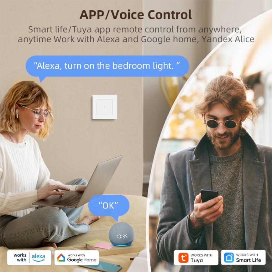 Immax NEO 07551L - Interruttore intelligente per il controllo di veneziane e tapparelle 230V Tuya