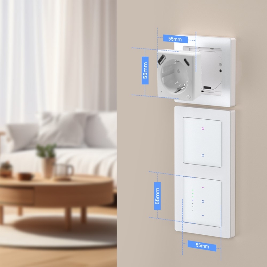 Immax NEO 07552L - Presa smart tipo F 16A/230V + 1xUSB-A+1xUSB C PD 20W Tuya