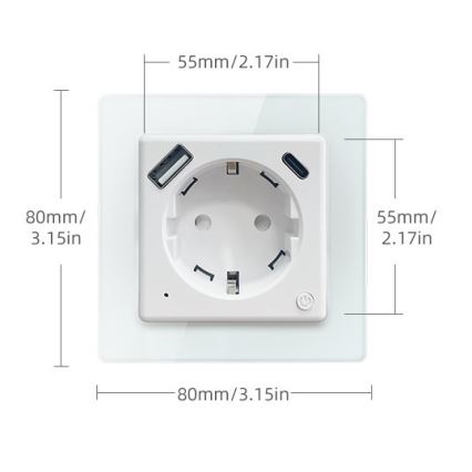 Immax NEO 07552L - Presa smart tipo F 16A/230V + 1xUSB-A+1xUSB C PD 20W Tuya