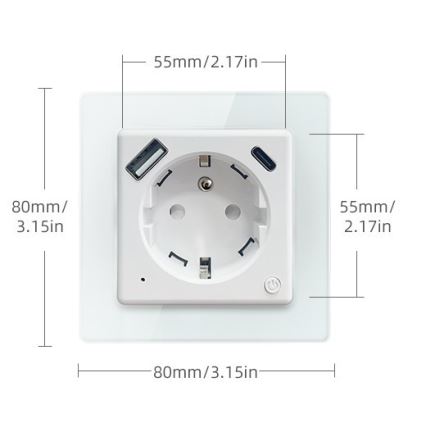 Immax NEO 07553L - Presa intelligente E 16A/230V + 1xUSB-A+1xUSB C PD 20W Tuya