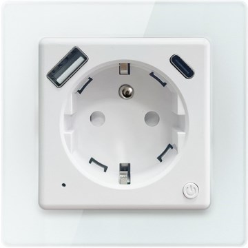Immax NEO 07553L - Presa intelligente tipo E 16A/230V con 1x USB-A e 1x USB-C PD 20W