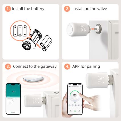 Immax NEO 07554L - Testa termostatica con alimentazione a 3 batterie AA