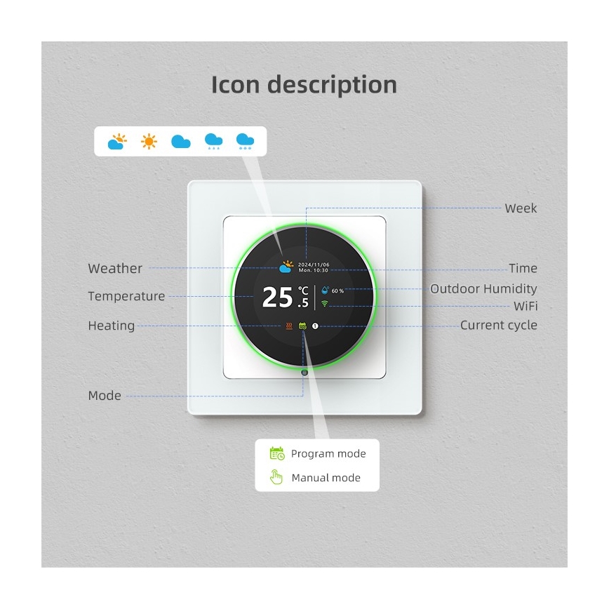 Immax NEO 07555L - Termostato SMART per riscaldamento elettrico a pavimento 230V/16A